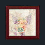 Watercolor Farm Collage Pig Jewelry Box<br><div class="desc">Farm Collage Pig  Artist: Jennifer Goldberger</div>