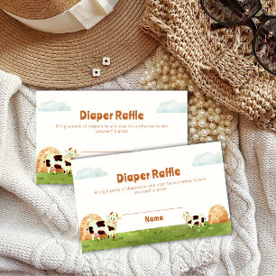 Watercolor Farm Cow Diaper Raffle Baby Shower  Enclosure Card