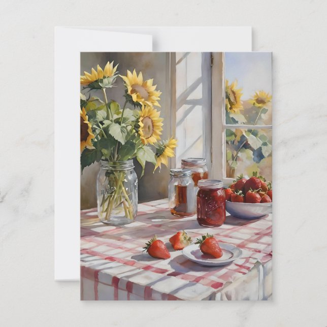 Watercolor Farm Kitchen Table D Holiday Card (Front)