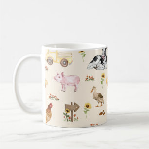 Watercolor Farm Scene Seamless Pattern Coffee Mug