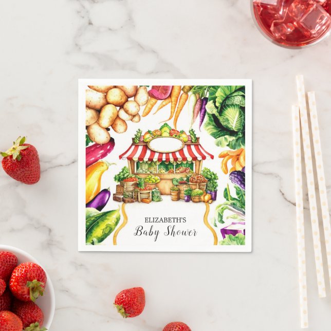 Watercolor Farmer's Market Baby Shower Napkins (Insitu)