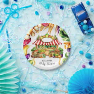 Watercolor Farmer's Market Baby Shower Paper Plates