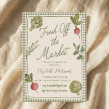 Watercolor Farmers Market Gingham Vegetable Garden