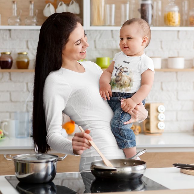 Watercolor Farmhouse Goat, custom Baby Bodysuit (Creator Uploaded)