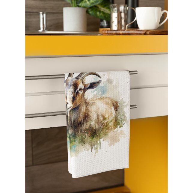 Watercolor Farmhouse Goat, custom Kitchen Towel (Creator Uploaded)