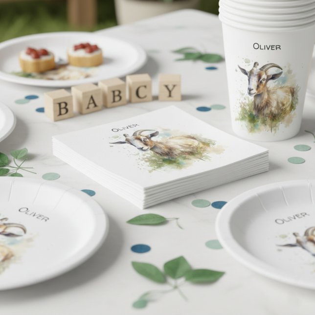 Watercolor Farmhouse Goat, custom Napkins (Creator Uploaded)