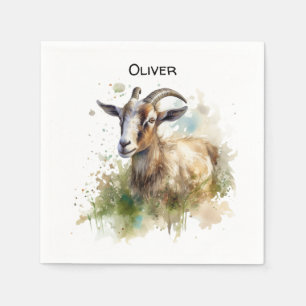 Watercolor Farmhouse Goat, custom Napkins