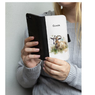 Watercolor Farmhouse Goat, custom Samsung Galaxy S5 Wallet Case