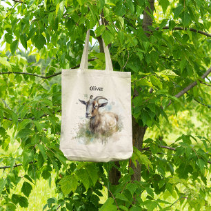 Watercolor Farmhouse Goat, custom Tote Bag