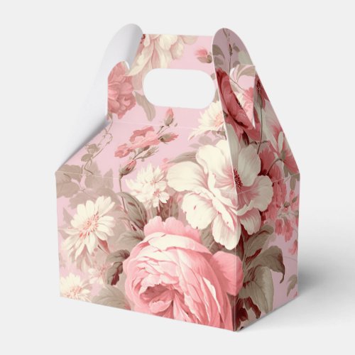 Watercolor Farmhouse Pink Roses  White Cosmos Favor Boxes