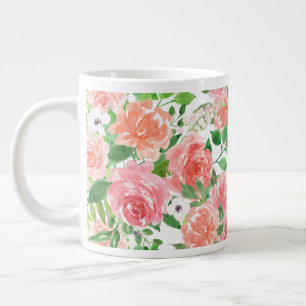 watercolor farmhouse rose garden giant coffee mug