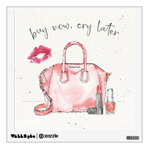 Watercolor Fashion Buy Now Cry Later Wall Decal