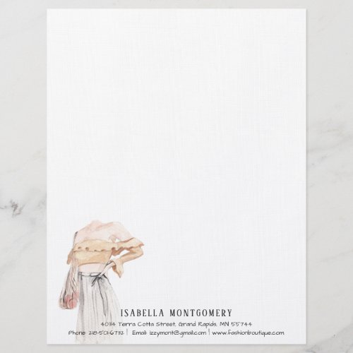 Watercolor Fashion Design Letterhead Personalized