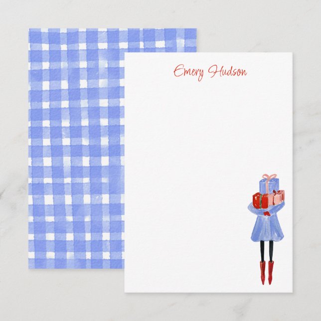 Watercolor Fashion Girl Personalized Thank You Card (Front/Back)