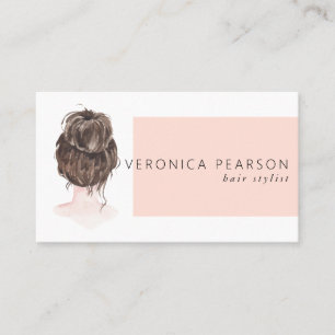 Watercolor Fashion Hair Illustration Business Business Card