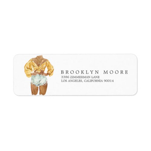 Watercolor Fashion Illustration Return Address Label