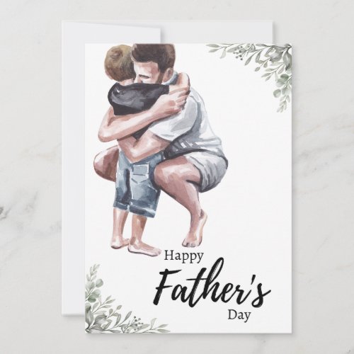 Watercolor fathers day  holiday card