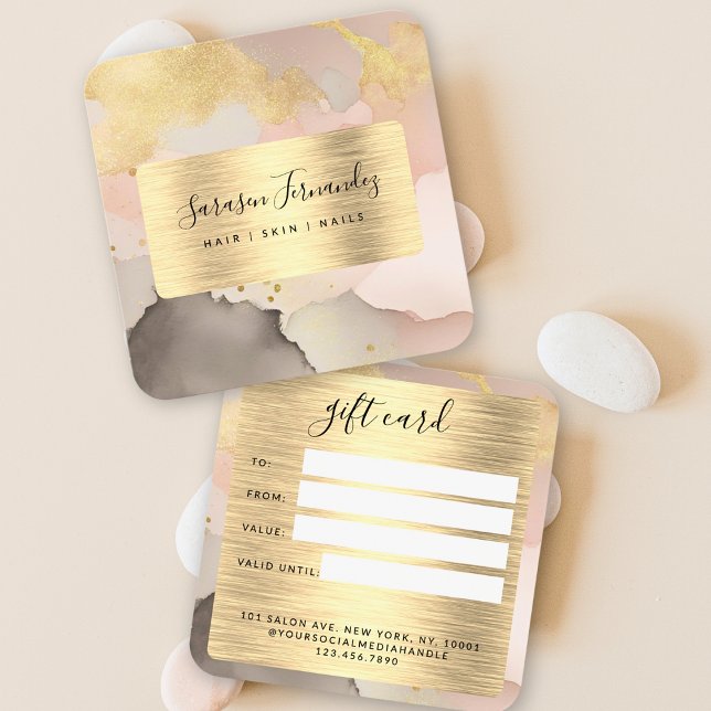 Watercolor Faux Black Gold Foil Blush Gift Card (Creator Uploaded)