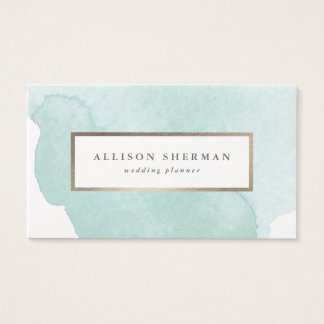 Watercolor faux foil business card