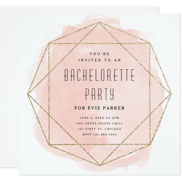 Watercolor Faux Glitter Bachelorette Party Invite