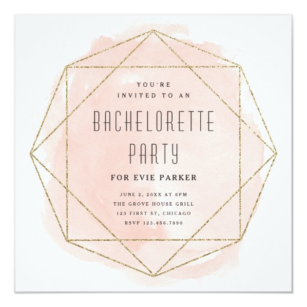 Watercolor Faux Glitter Bachelorette Party Invite