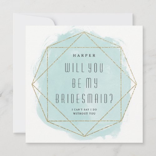 Watercolor faux glitter bridesmaid invitation