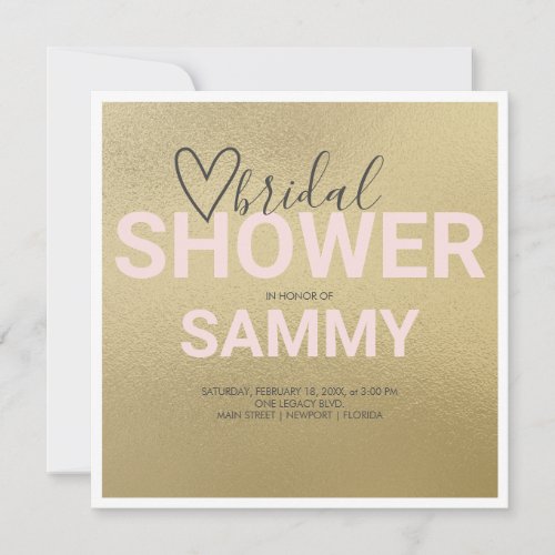 Watercolor Faux Gold and Blush Pink Shower