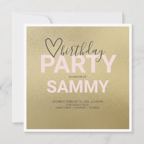 Watercolor Faux Gold and Pale Pink Party