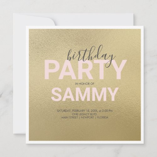 Watercolor Faux Gold and Pink Birthday Party