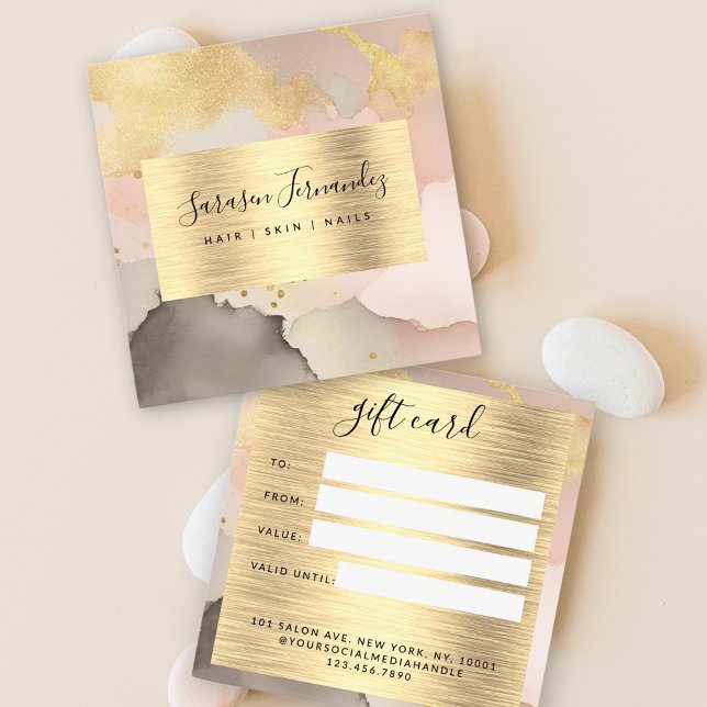 Watercolor Faux Gold Foil Black Blush Gift Card (Creator Uploaded)