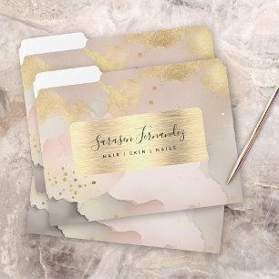 Watercolor Faux Gold Foil Black Blush Pink Elegant File Folder
