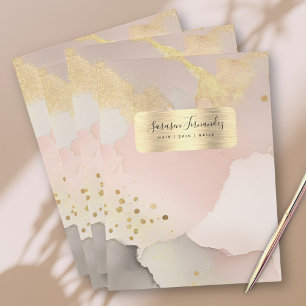 Watercolor Faux Gold Foil Black Blush Pink Elegant Pocket Folder