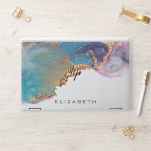 Watercolor Faux Gold Foil Modern Monogram HP Laptop Skin