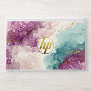 Watercolor Faux Gold Foil Modern Monogram HP Laptop Skin