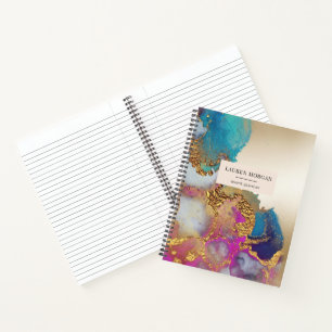 Watercolor Faux Gold Foil Personalized Monogram Notebook