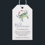 Watercolor Favor Gift Tags Beach Wedding<br><div class="desc">These beach wedding welcome gift tags feature my original watercolor crab in shades of red, blue, turquoise and green. The word "Welcome" is set in a trendy hand lettered script font. The wedding favor tag reverses to a solid navy blue color. To see the entire matching wedding suite visit www.zazzle.com/dotellabelle...</div>