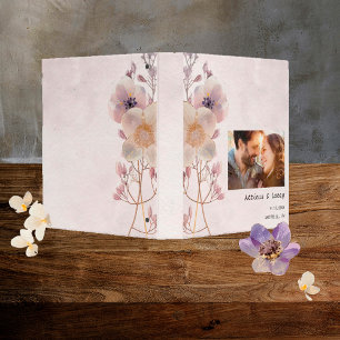 Watercolor Faye Floral Wedding Photo Album 3 Ring Binder