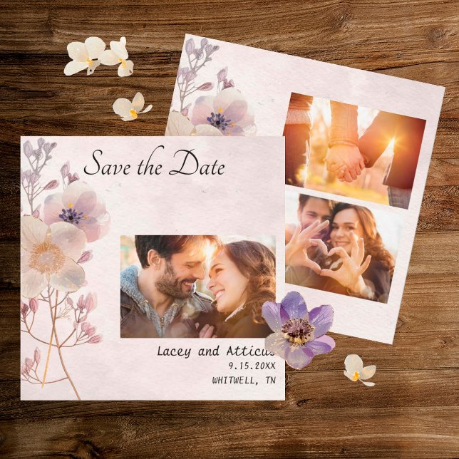 Watercolor Faye Floral Wedding Save the Date Cards (Creator Uploaded)
