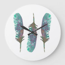 Watercolor Feather Acrylic Wall Clock