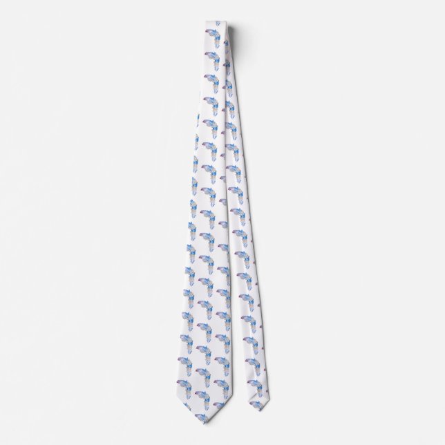Watercolor feather Art Neck Tie (Front)