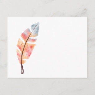 Watercolor Feather Minimalist  – Soft Art Blank Postcard