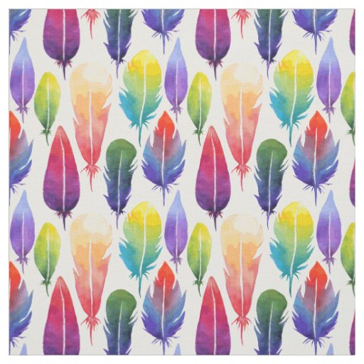 Watercolor feather pattern fabric
