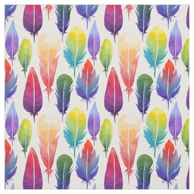 Watercolor feather pattern fabric (Swatch)