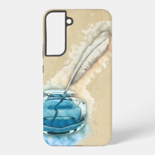 Watercolor feather pen Ink Bowl Writer  Samsung Galaxy S22 Case