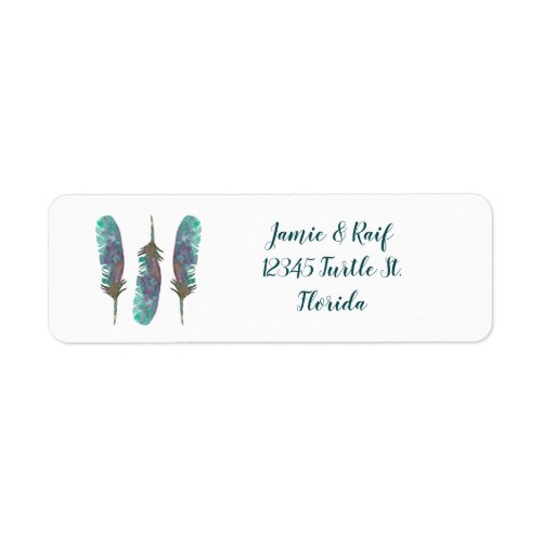 Watercolor Feather Return Address Labels