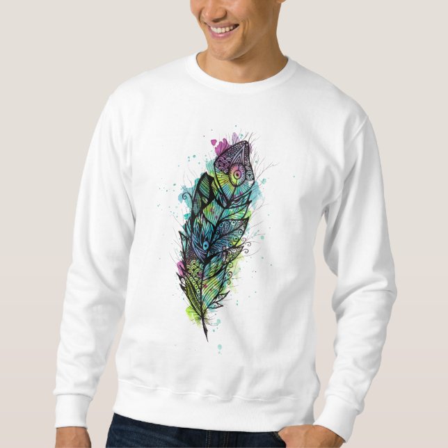 Watercolor Feather Tattoo Sweatshirt (Front)