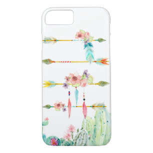 Watercolor Feathers Boho Tribal Arrows Cactus Art iPhone 8/7 Case