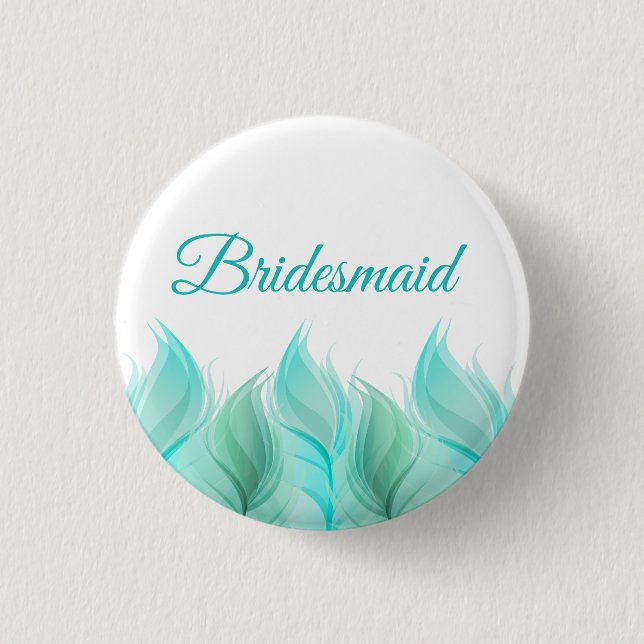 Watercolor Feathers Bridesmaid Button (Front)