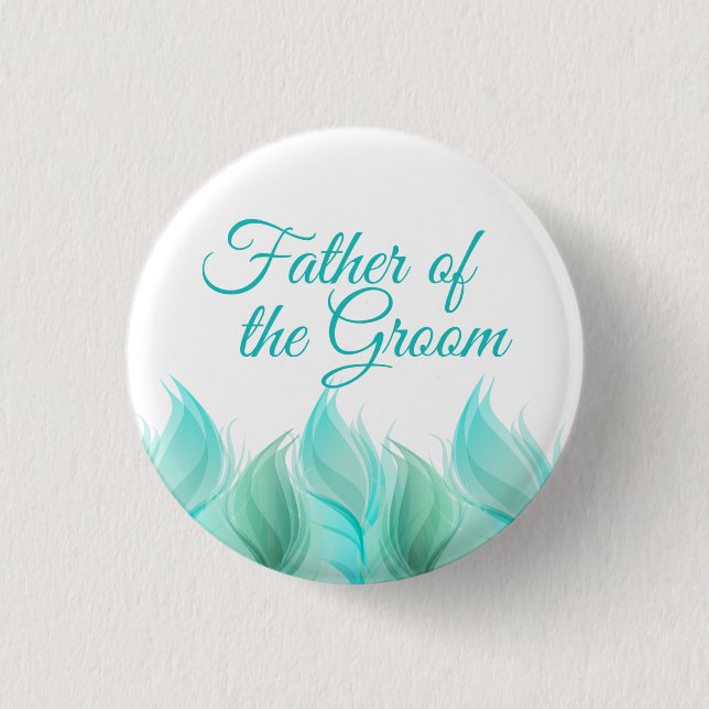 Watercolor Feathers Father of the Groom Button (Front)