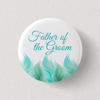Watercolor Feathers Father of the Groom Button